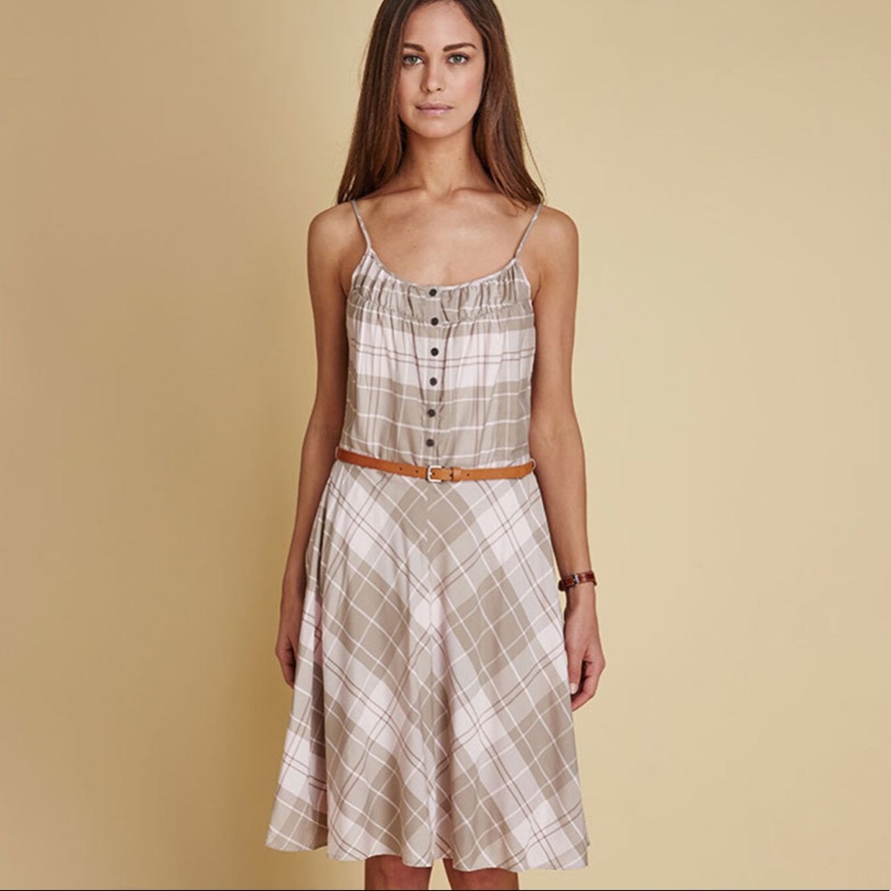 Barbour Strachan Tartan Cotton Dress Ice Rose NWT